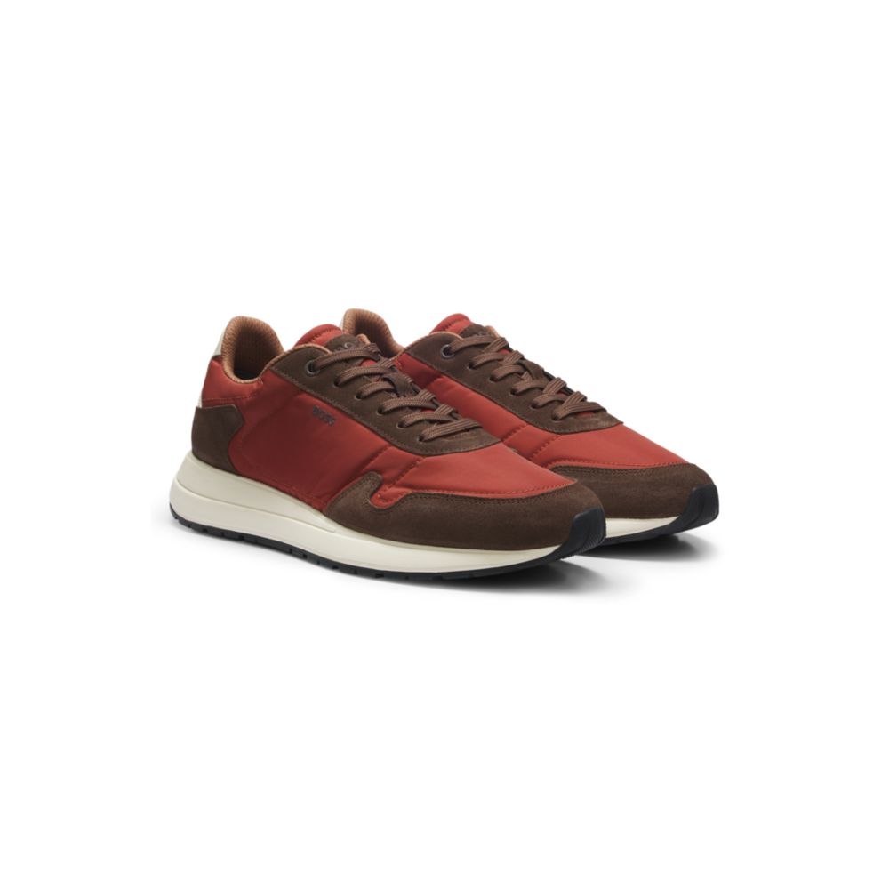 Lace-up sneakers in lightweight fabric with suede trims