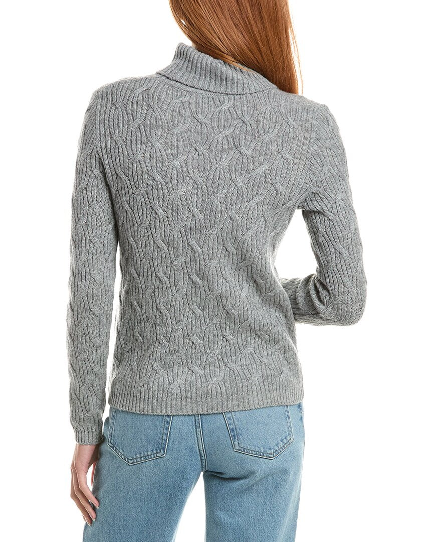 sofiacashmere Rib Cable Turtleneck Wool & Cashmere-Blend Sweater