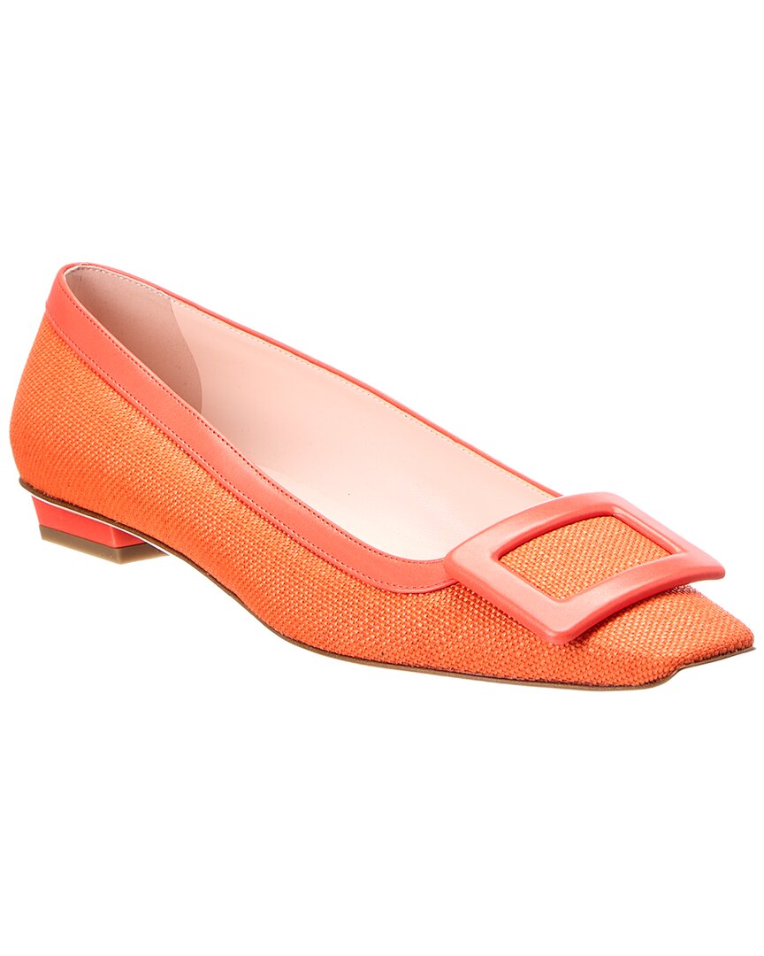Roger Vivier Canvas & Leather Flat