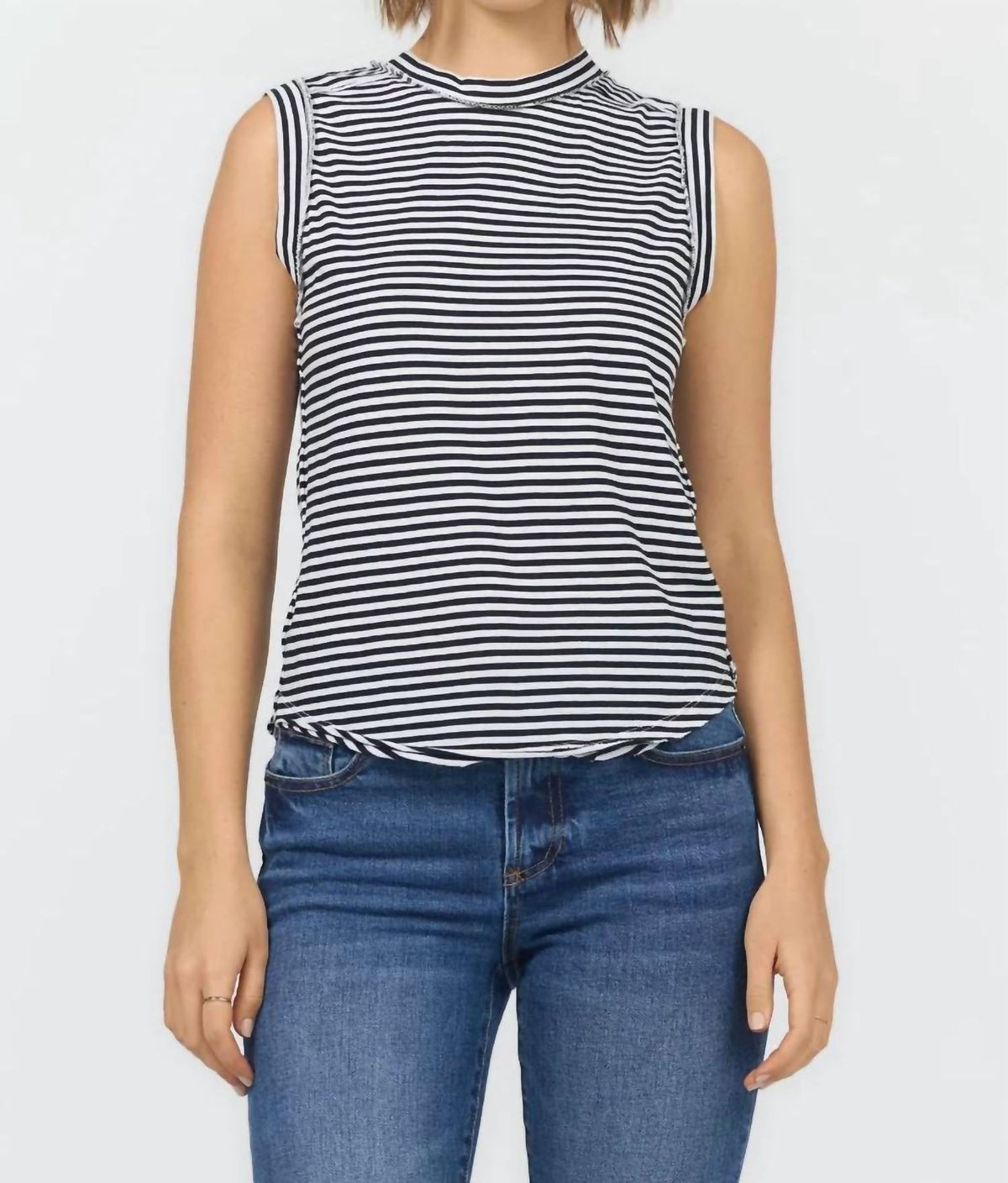 Zo Striped Tank In Navy