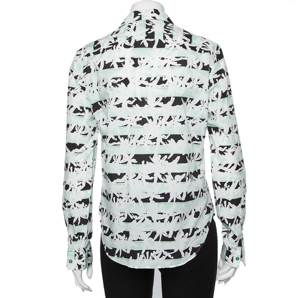 Kenzo White Palm Tree Printed Cotton Button Front Shirt M