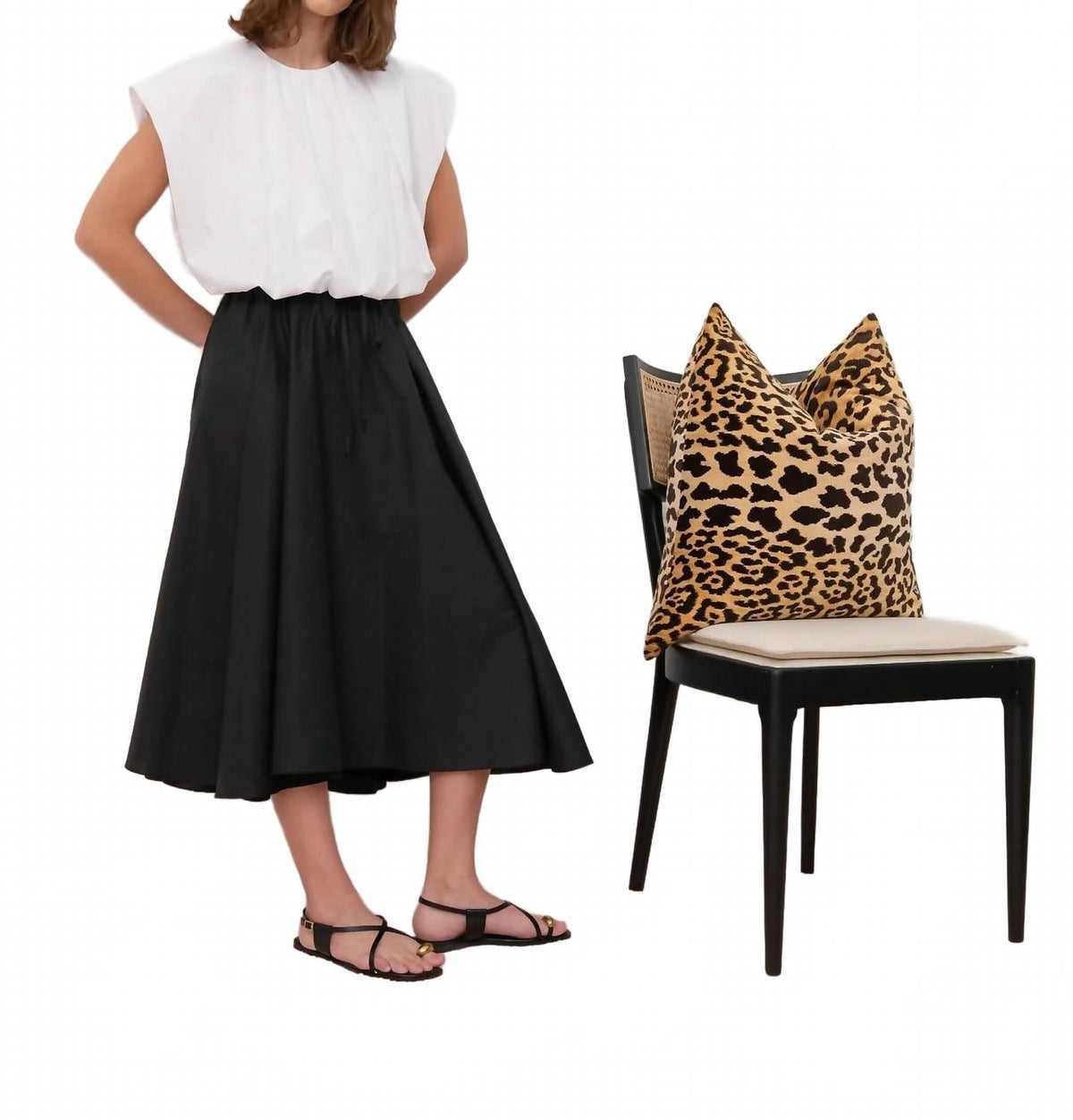 Angie Cotton Poplin Skirt In Black