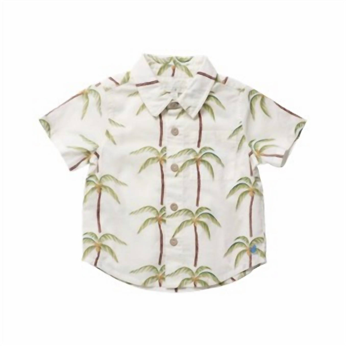 Boy's Jack Button Down Shirt In Cream Palm Trees