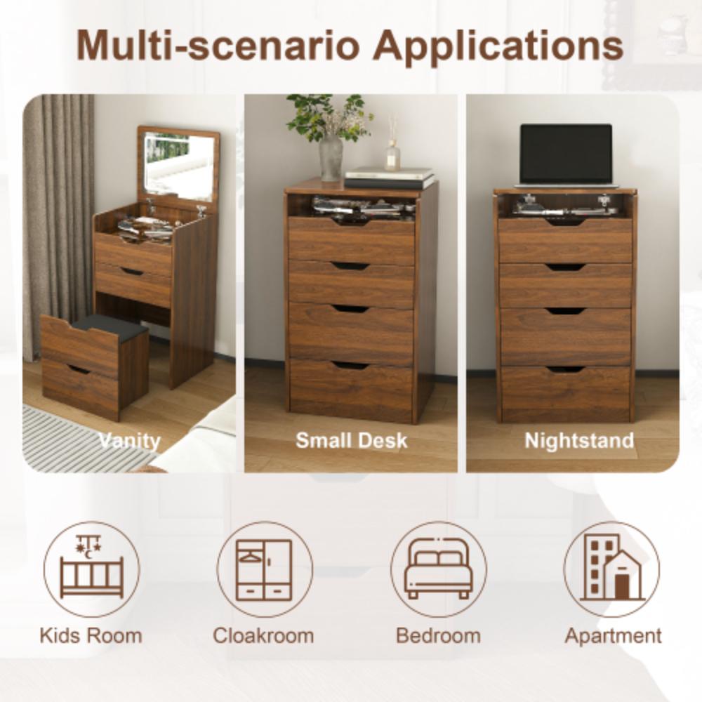 Compact Makeup Vanity with Hidden Storage Compartments
