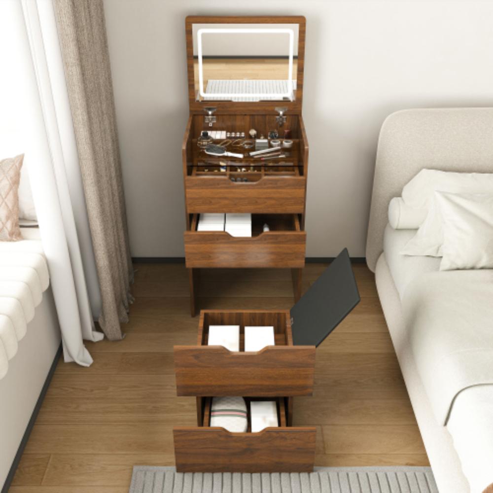 Compact Makeup Vanity with Hidden Storage Compartments