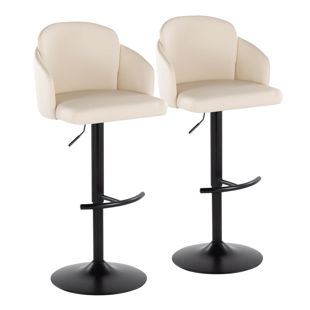 Faux Leather Swivel Barstools with Metal Accents
