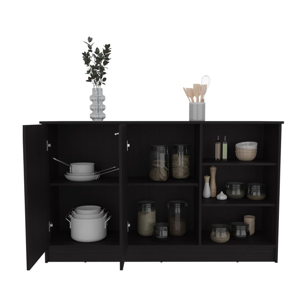Modern Kitchen Storage Island with Multiple Shelves and Cabinet Space