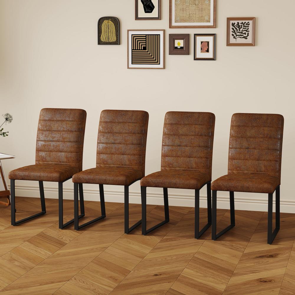 Four-Piece Heavy-Duty Upholstered Chair Set with Iron Frames