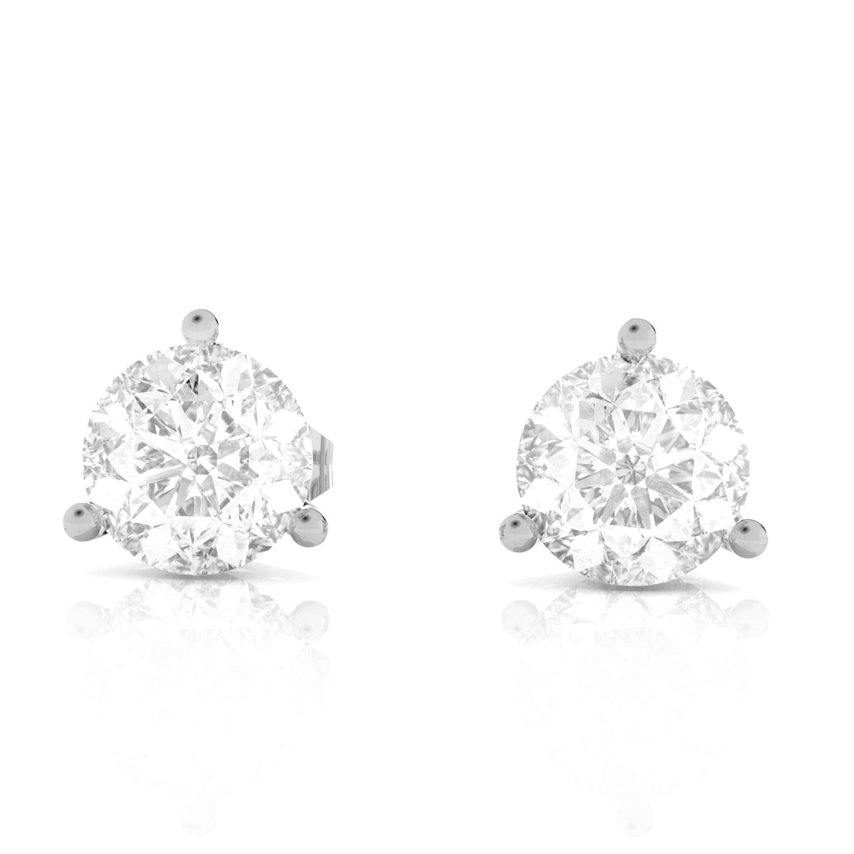 3 cttw Lab Grown Diamond Stud Earrings in 14K Gold With Push Backs For Women
