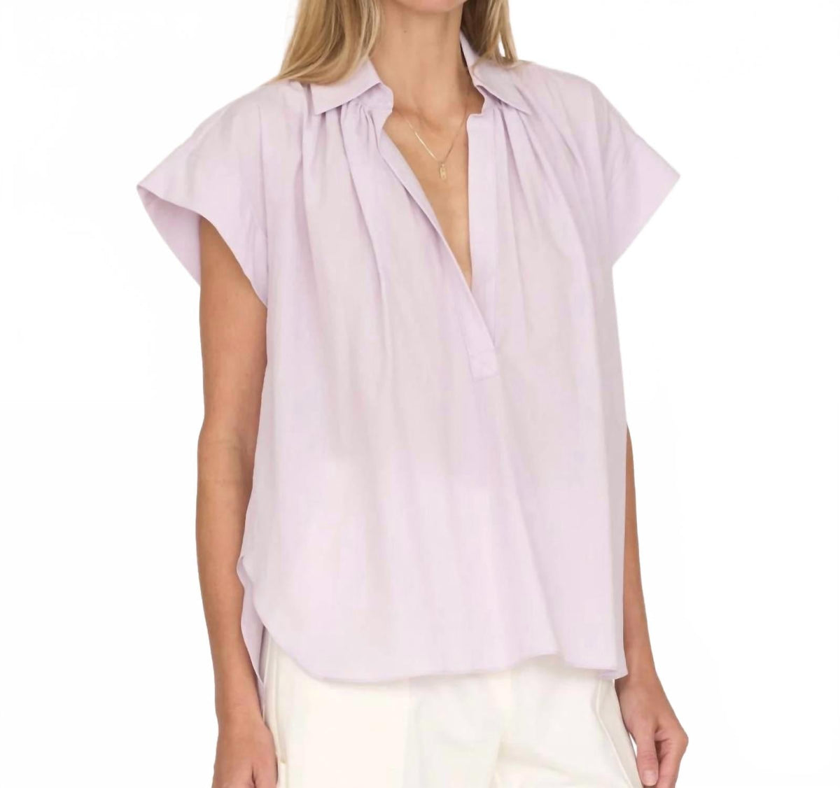 Trinity Brushed Cotton Top In Lavender