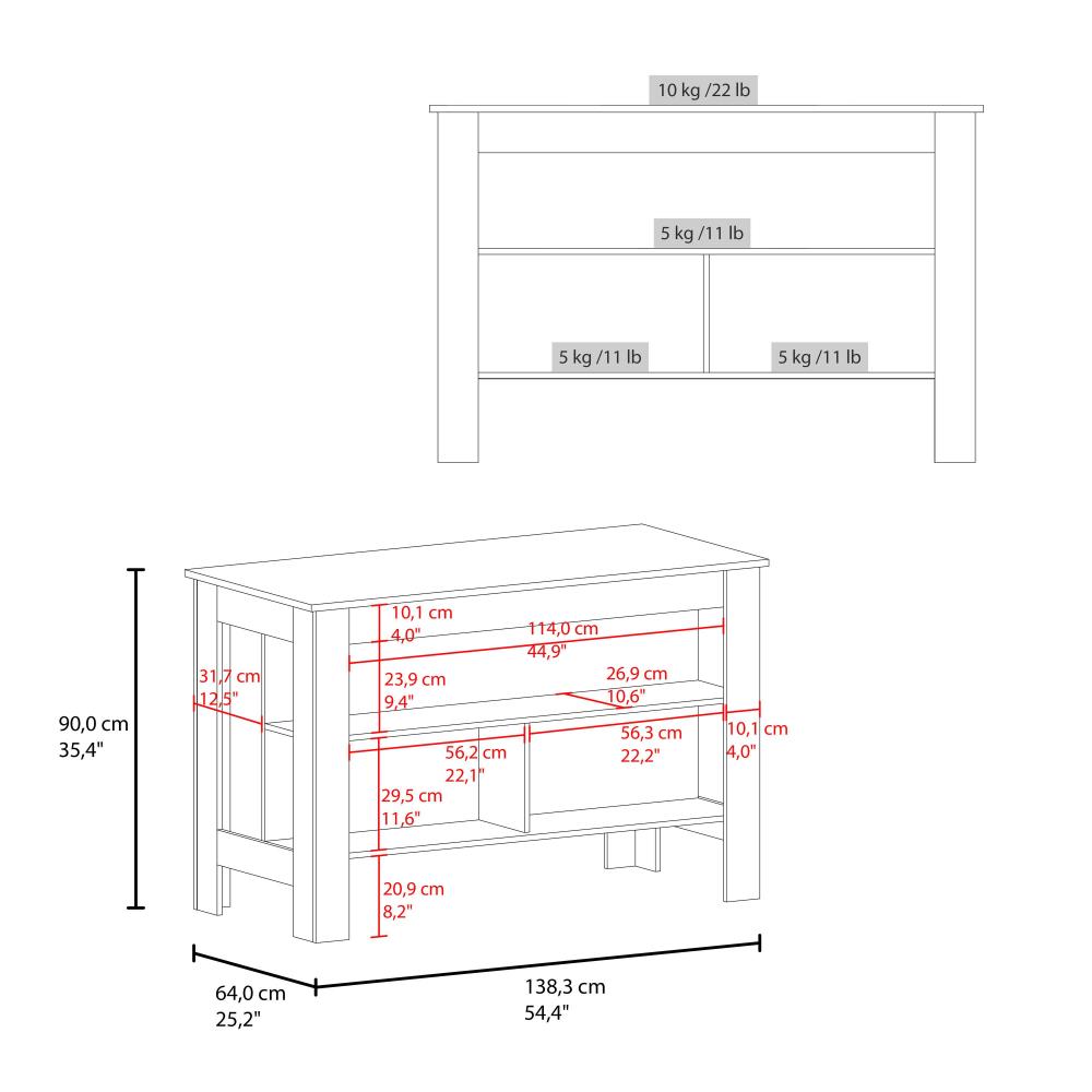 Kitchen Island with Three Open Shelves and Versatile Storage Space