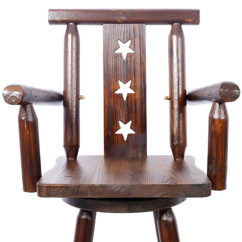 Rustic Star Back Wooden Bar Stool