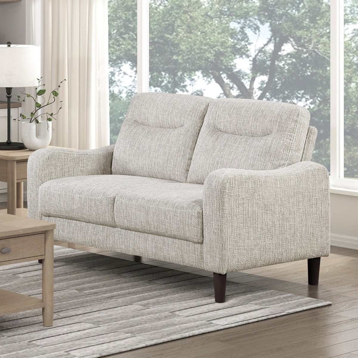 Classic Modern Loveseat Sofa with Chenille Fabric and Sturdy Solid Wood Frame