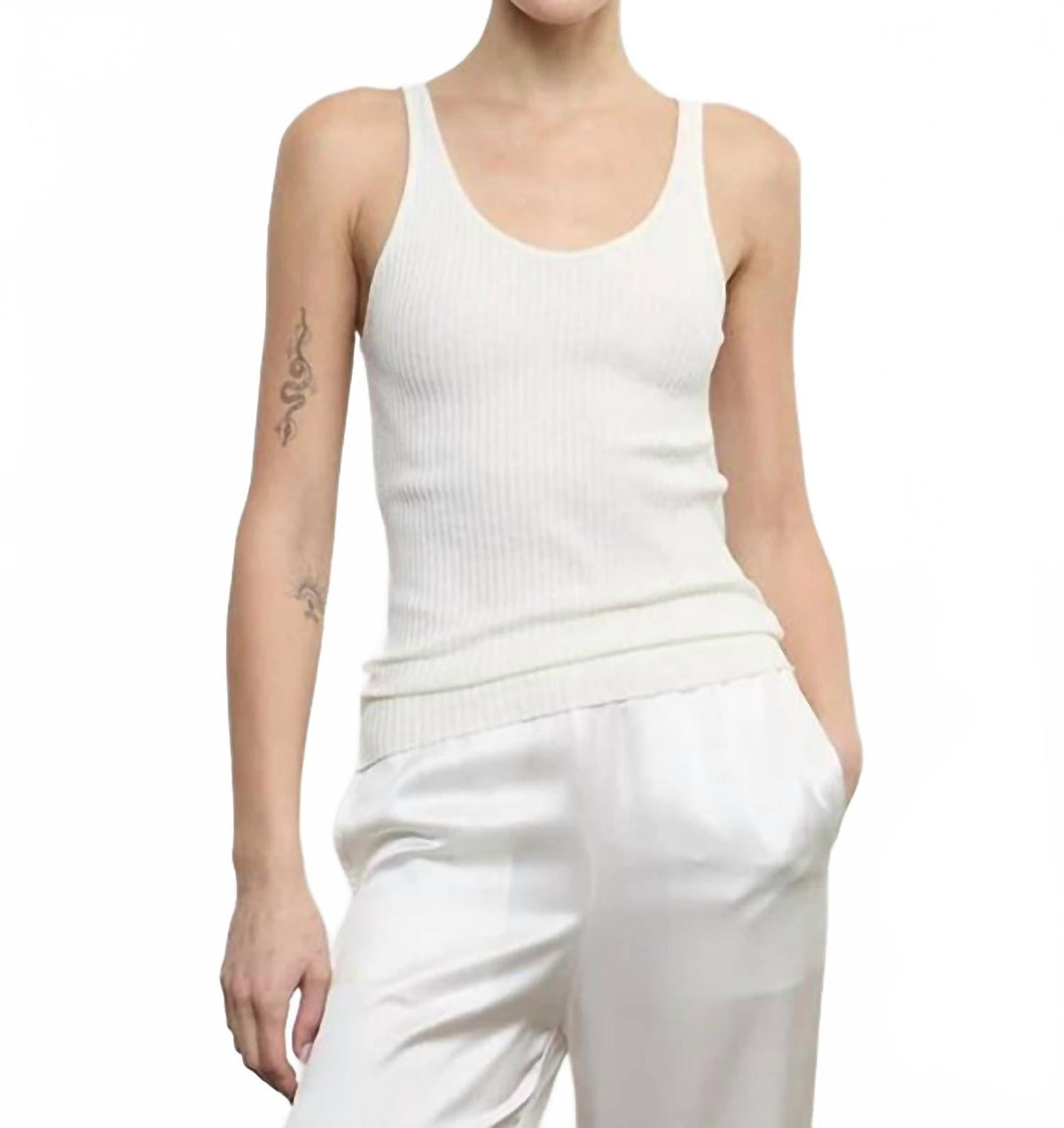 Military Rib Slim Tank Top In Undyed