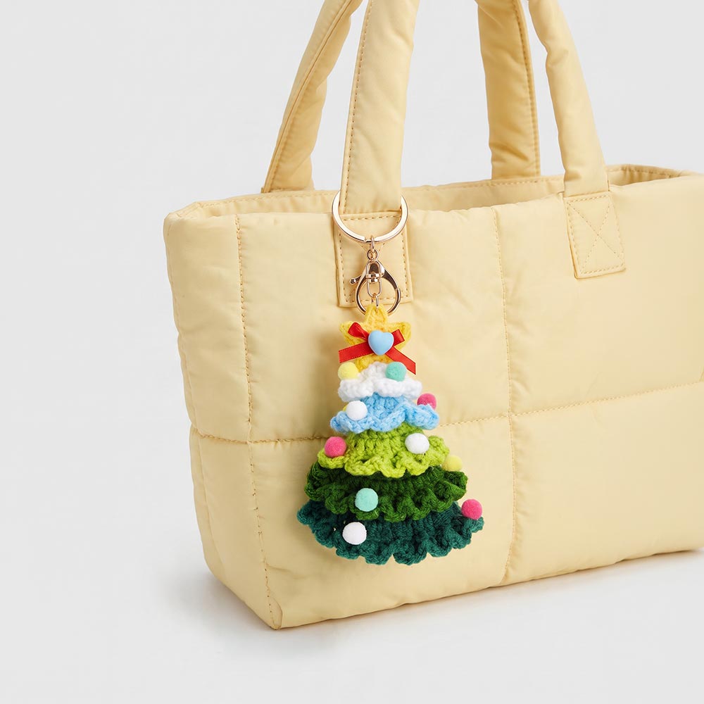 Crochet Christmas Tree Keychain Bag Charm
