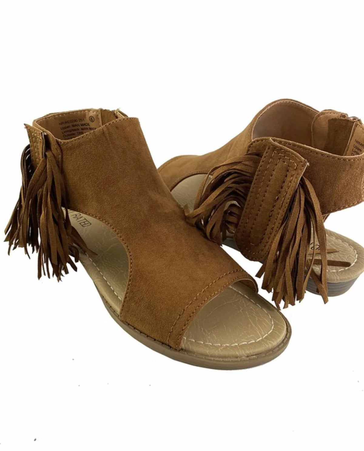 Women's Fringe Flat Sandals In Brown