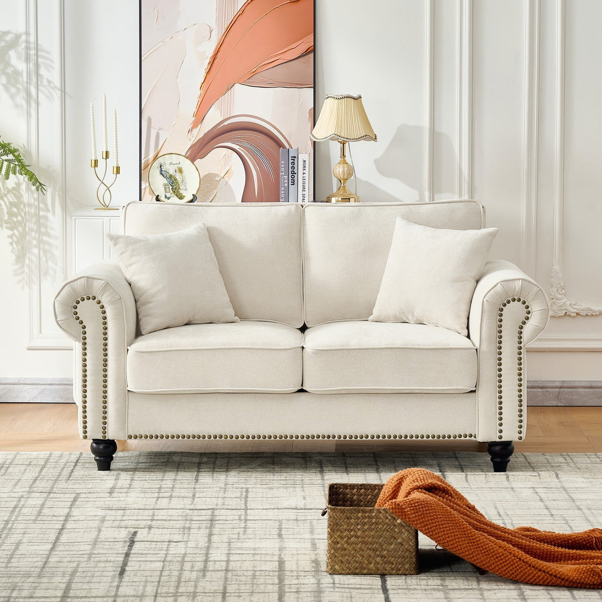 Upholstered Two-Seat Sofa with Button Tufting