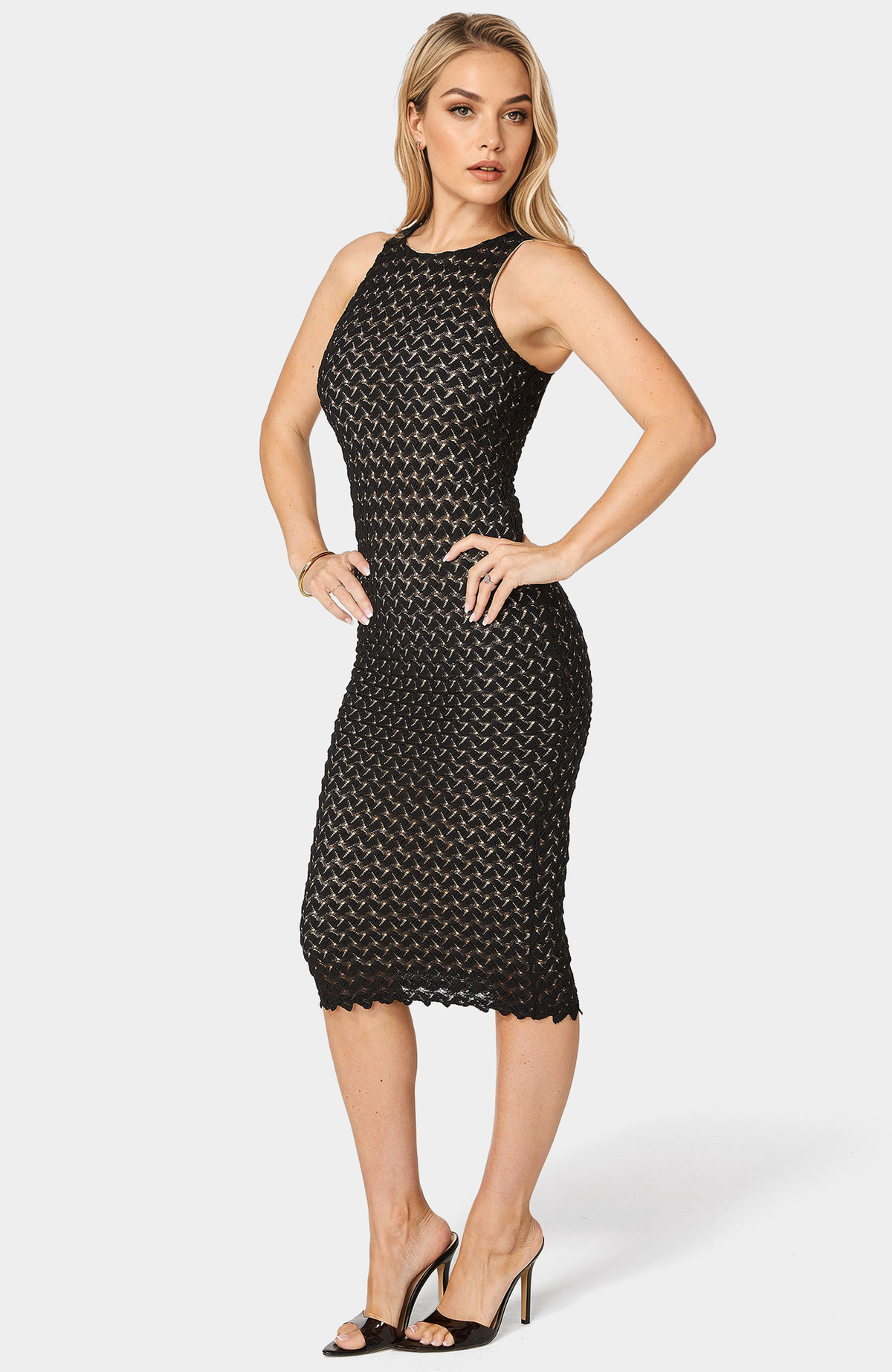 Bebe Women's Lace Racerback Midi Dress