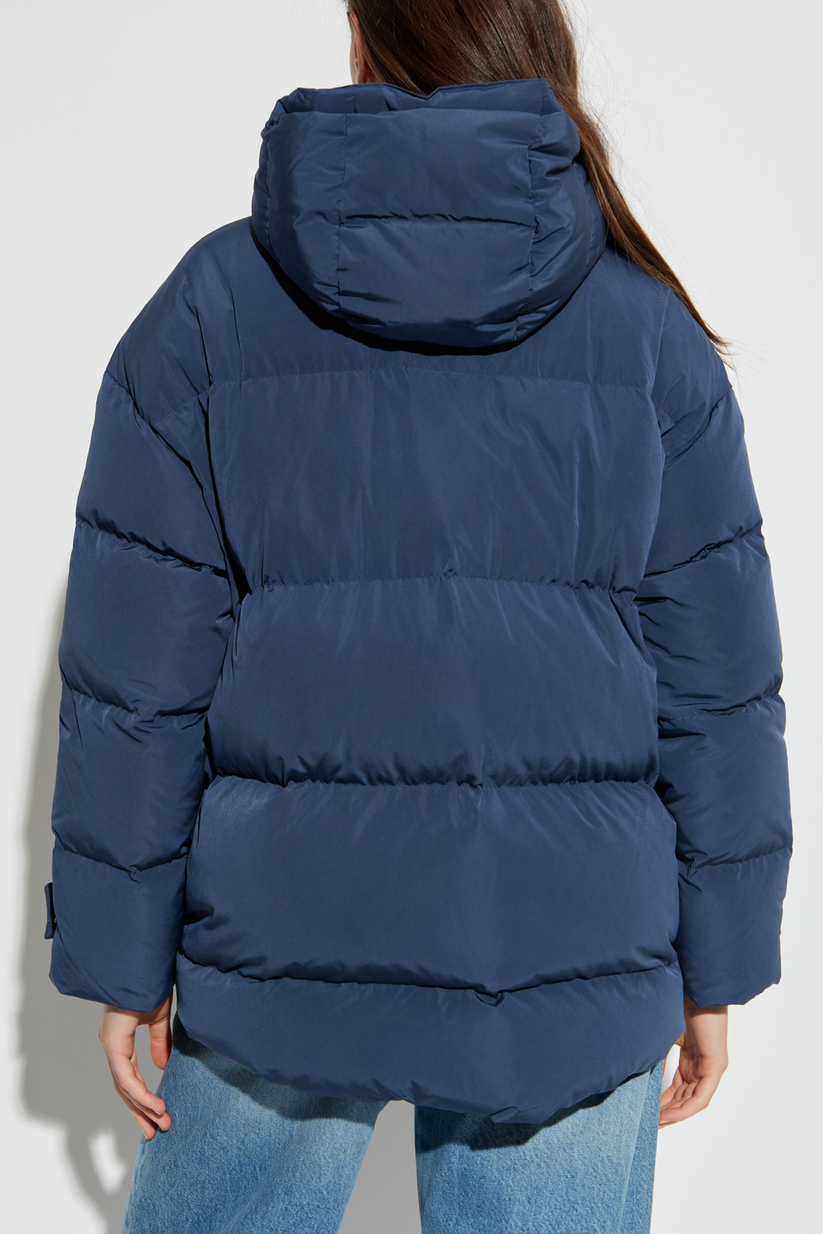 Down jacket with detachable hood