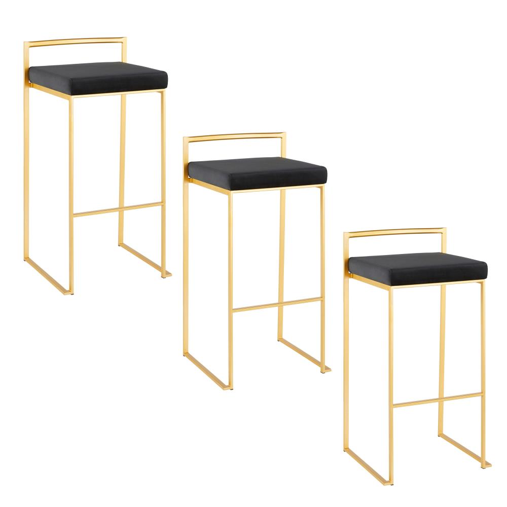 Glam Velvet Barstools with Padded Seats Set of 3