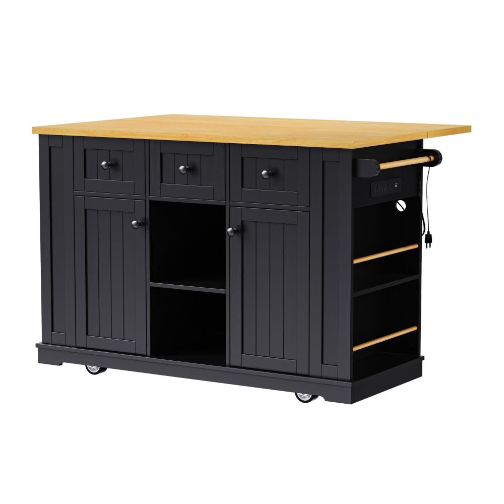Rolling Kitchen Workstation with Internal Cabinet Storage