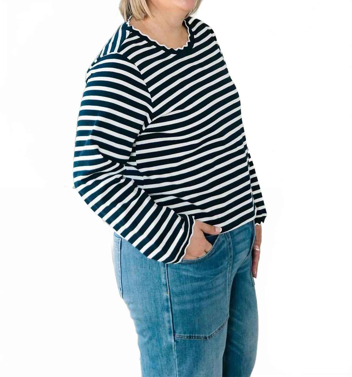 Avery Long-Sleeve Top In Navy
