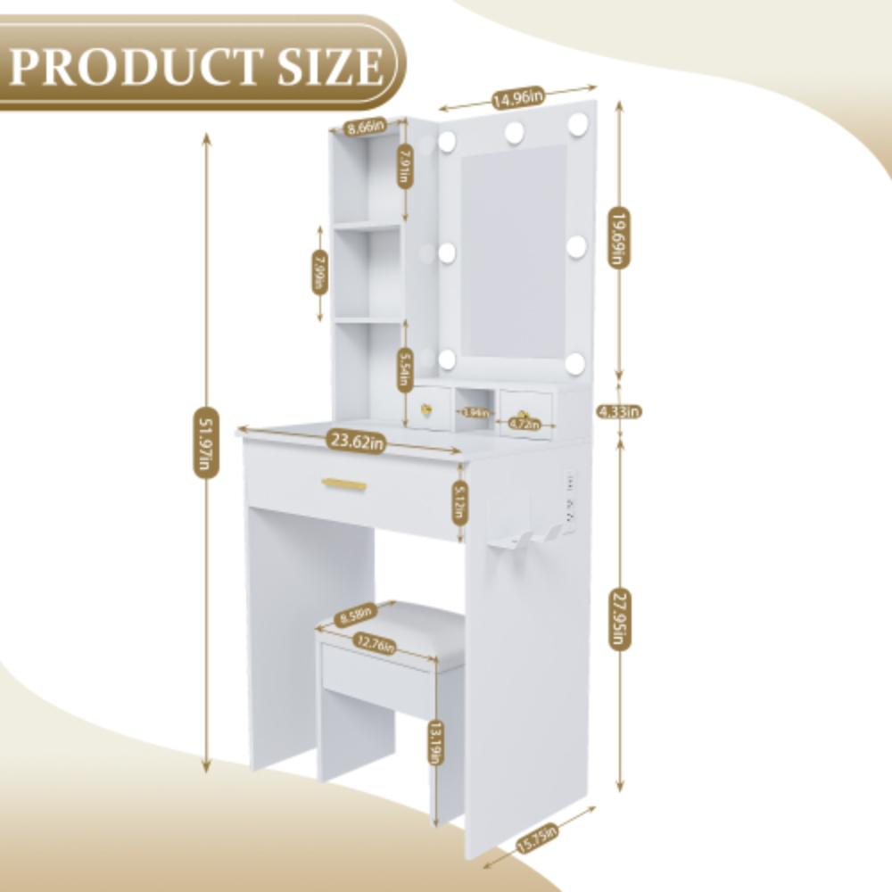 Space-Saving Makeup Desk with Three Storage Drawers