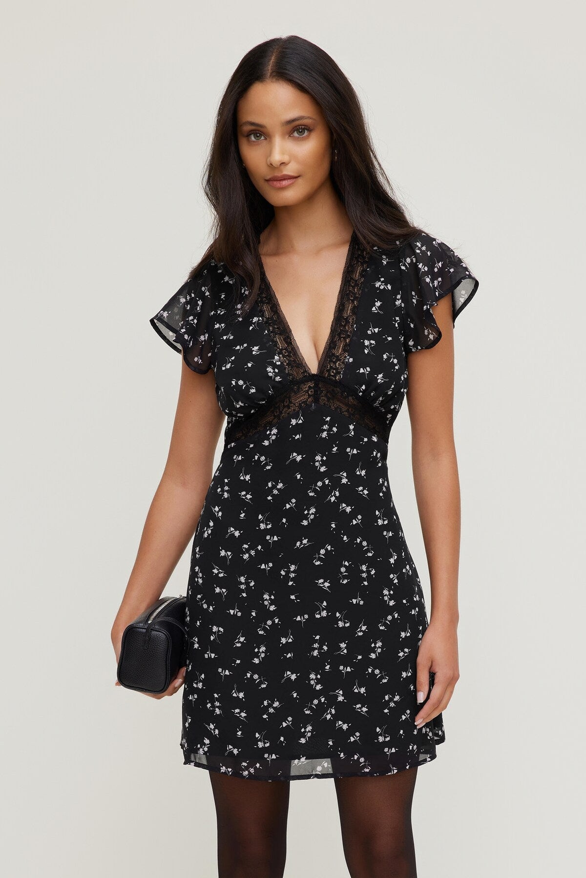 Lace Trim Mini Dress