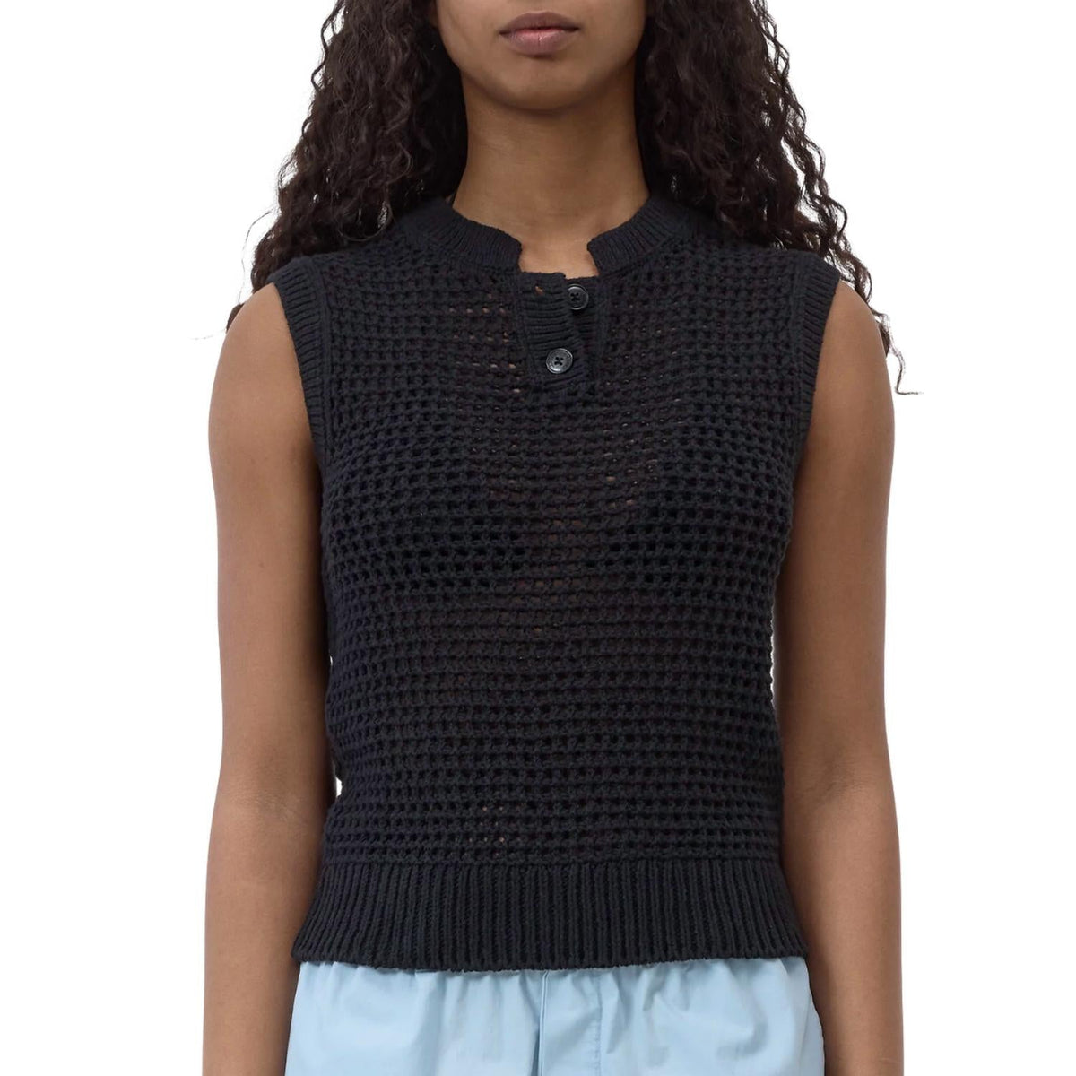 Crew Neck Vest In Black