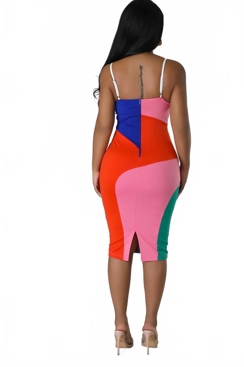 Fine Art Colorblock Midi Dress In Multicolor