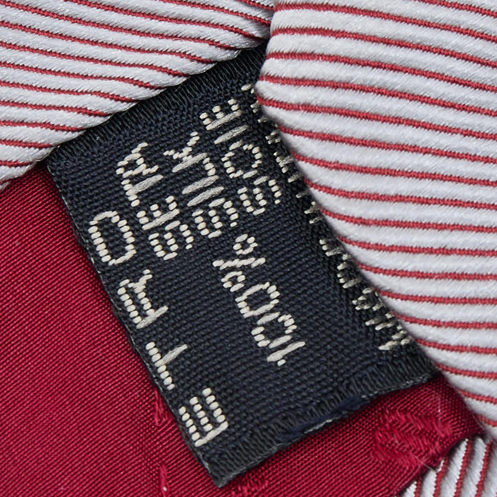 Etro Silver Striped Silk Tie