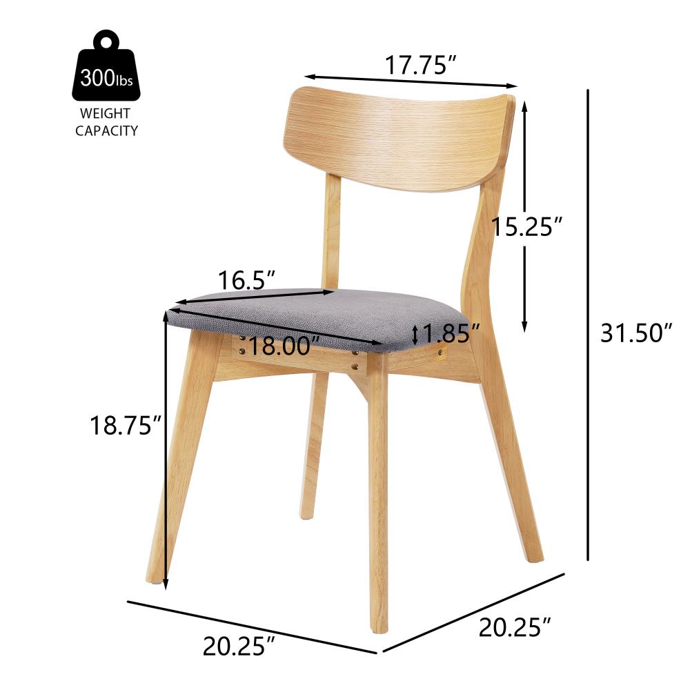 Set of 2 Mid Century Upholstered Dining Chairs