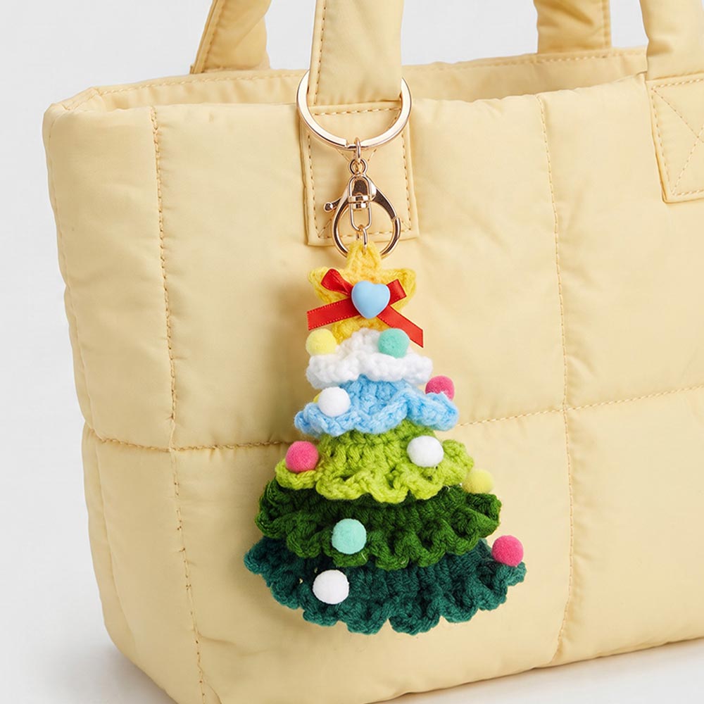 Crochet Christmas Tree Keychain Bag Charm