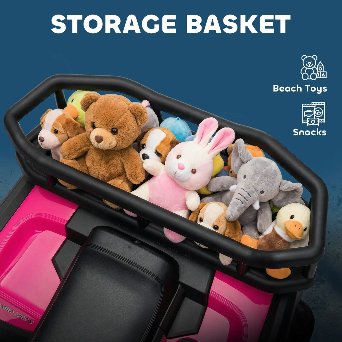 Kids Electric Ride-On Vehicle with Four-Wheel Suspension and Storage Basket