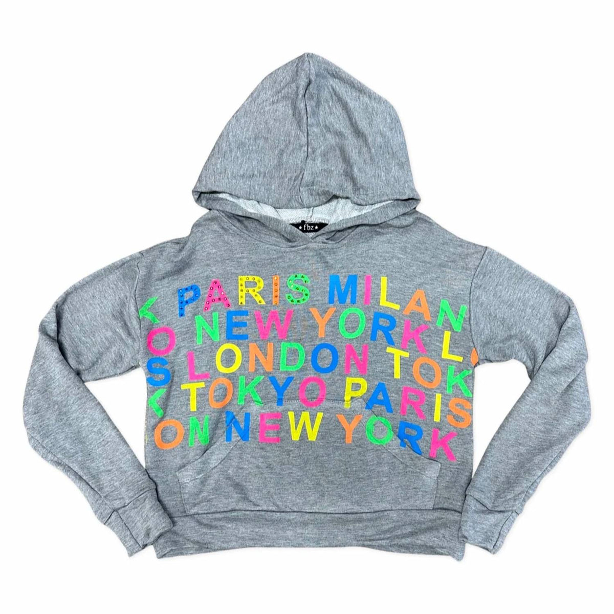 Kid's Neon Cities Hoodie In Misty Grey