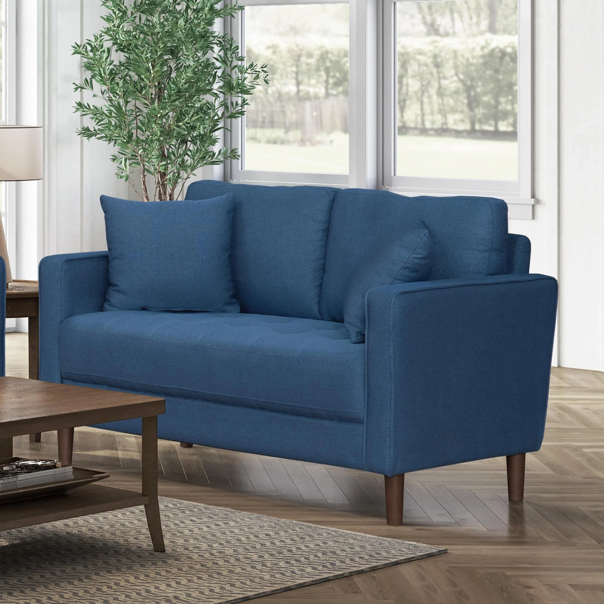 Cozy Fabric Loveseat with Supportive Padding