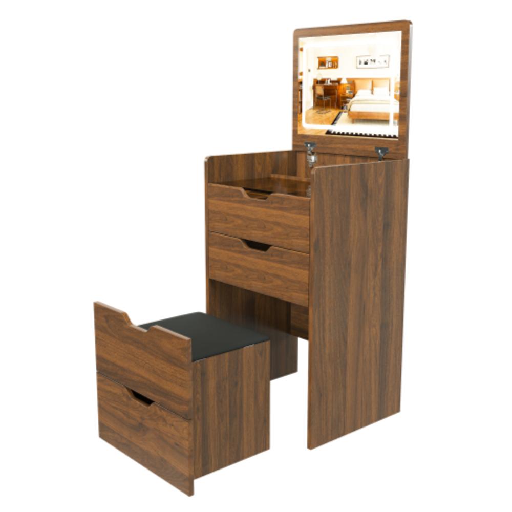 Compact Makeup Vanity with Hidden Storage Compartments