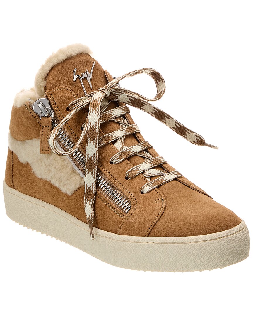 Giuseppe Zanotti May London Suede & Shearling Sneaker, 36, Brown