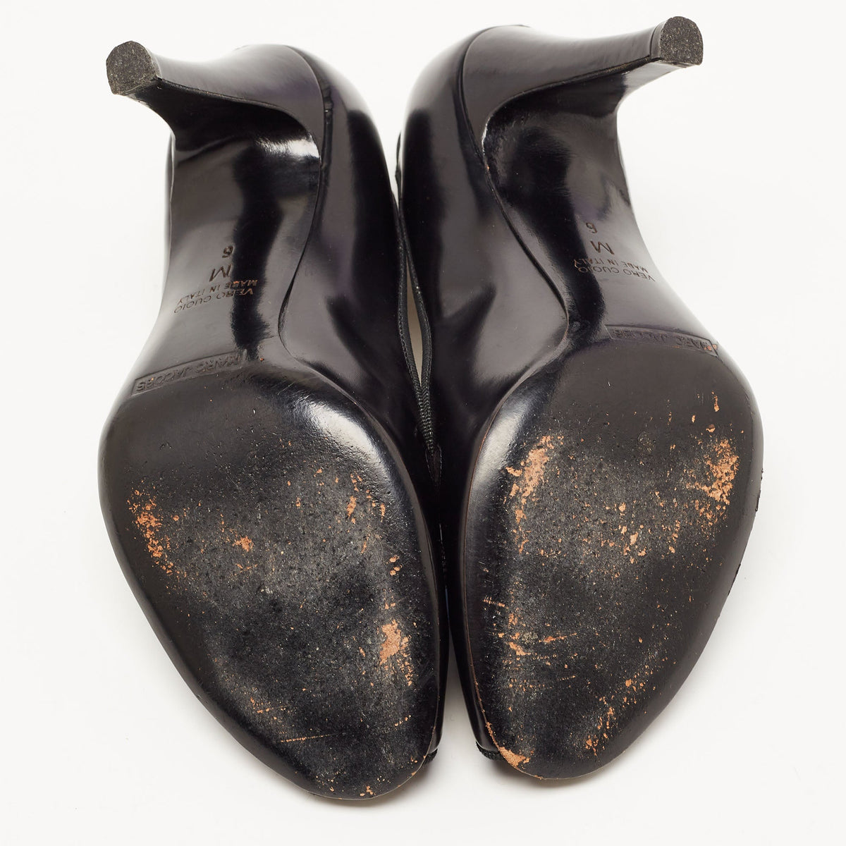 Marc Jacobs Black Leather and Suede Peep Toe Pumps Size 36.5