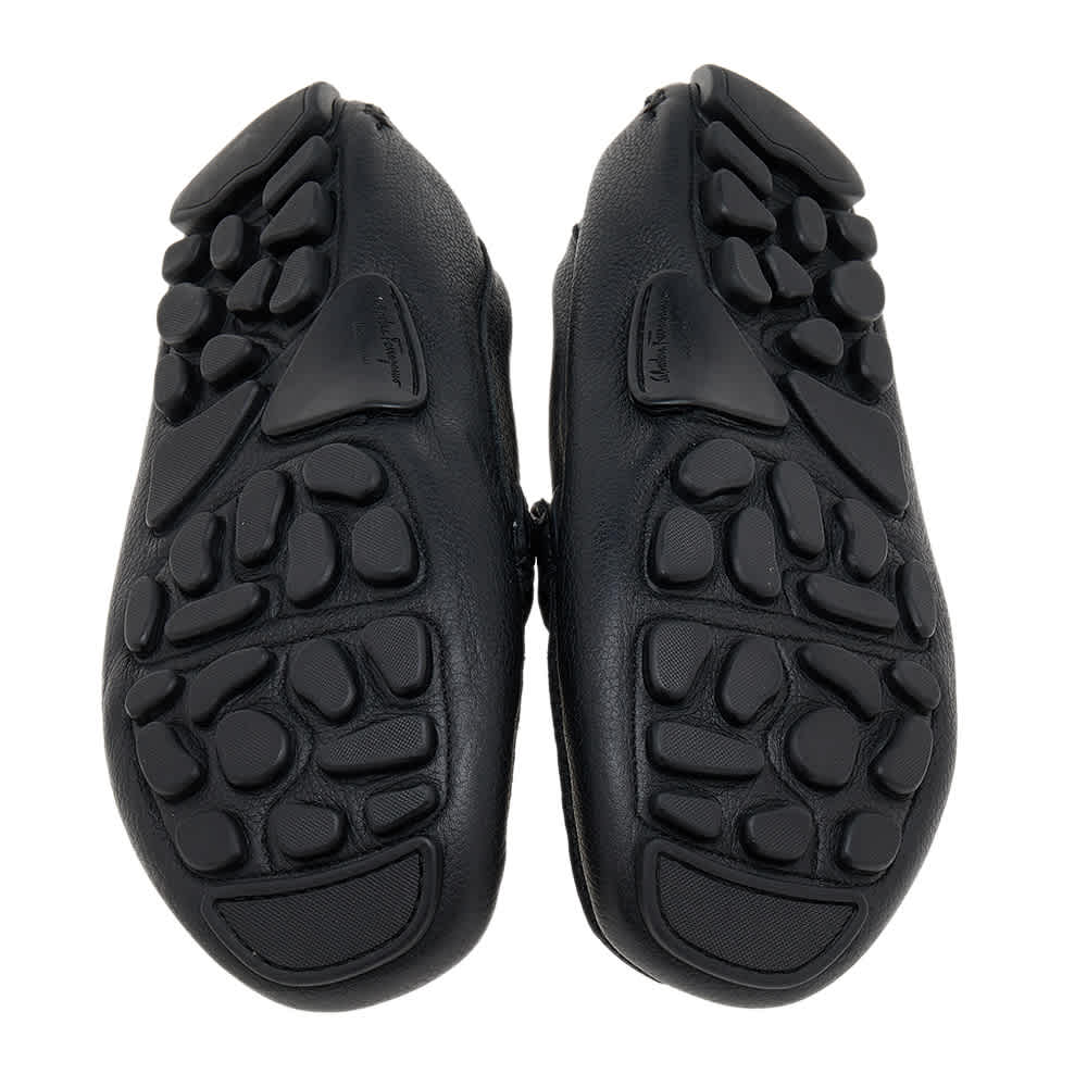 Salvatore Ferragamo Black Leather Gancini Bit Slip On Loafers Size 43