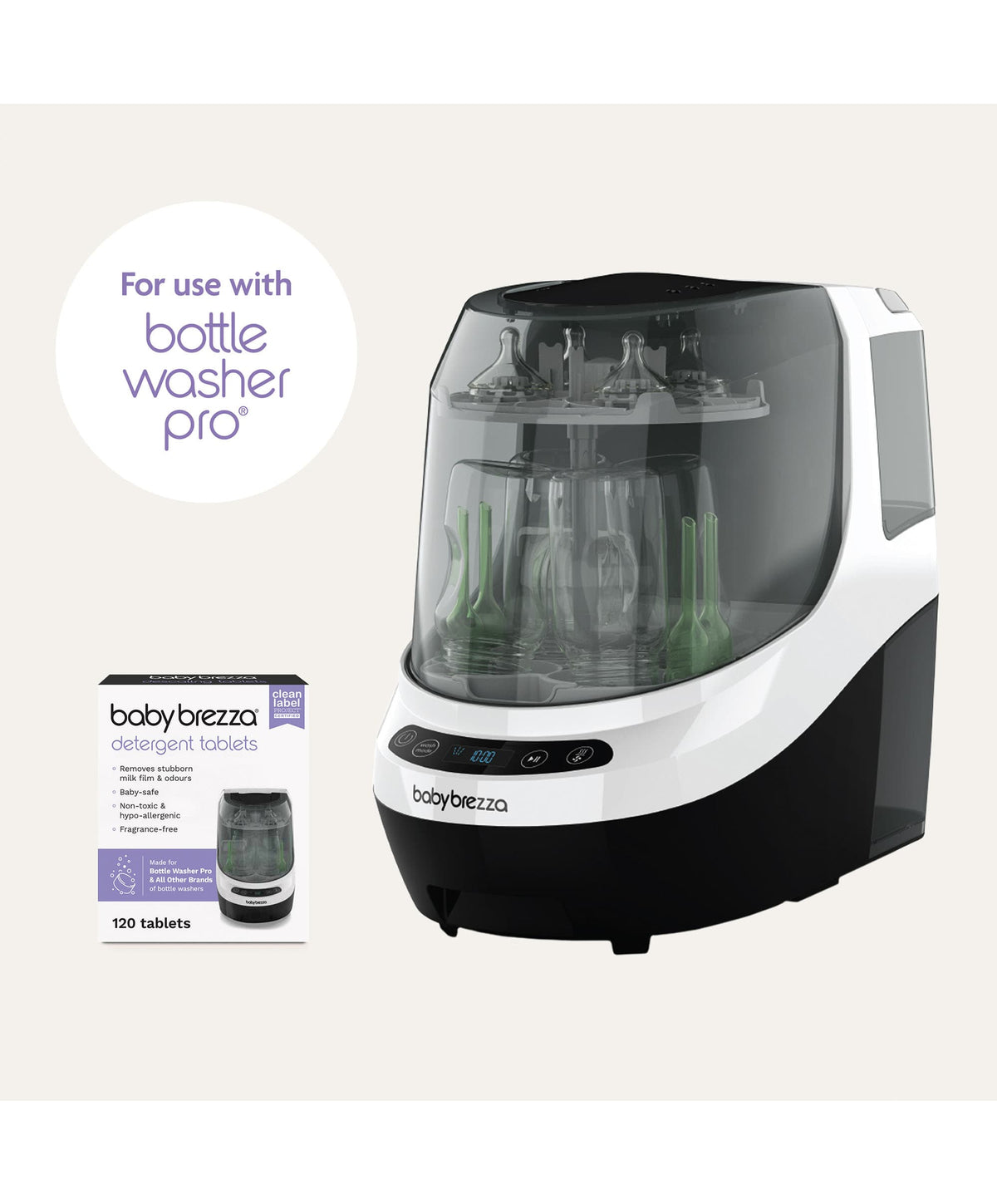 Babybrezza Bottle Washer Pro & Detergent Tablets - White