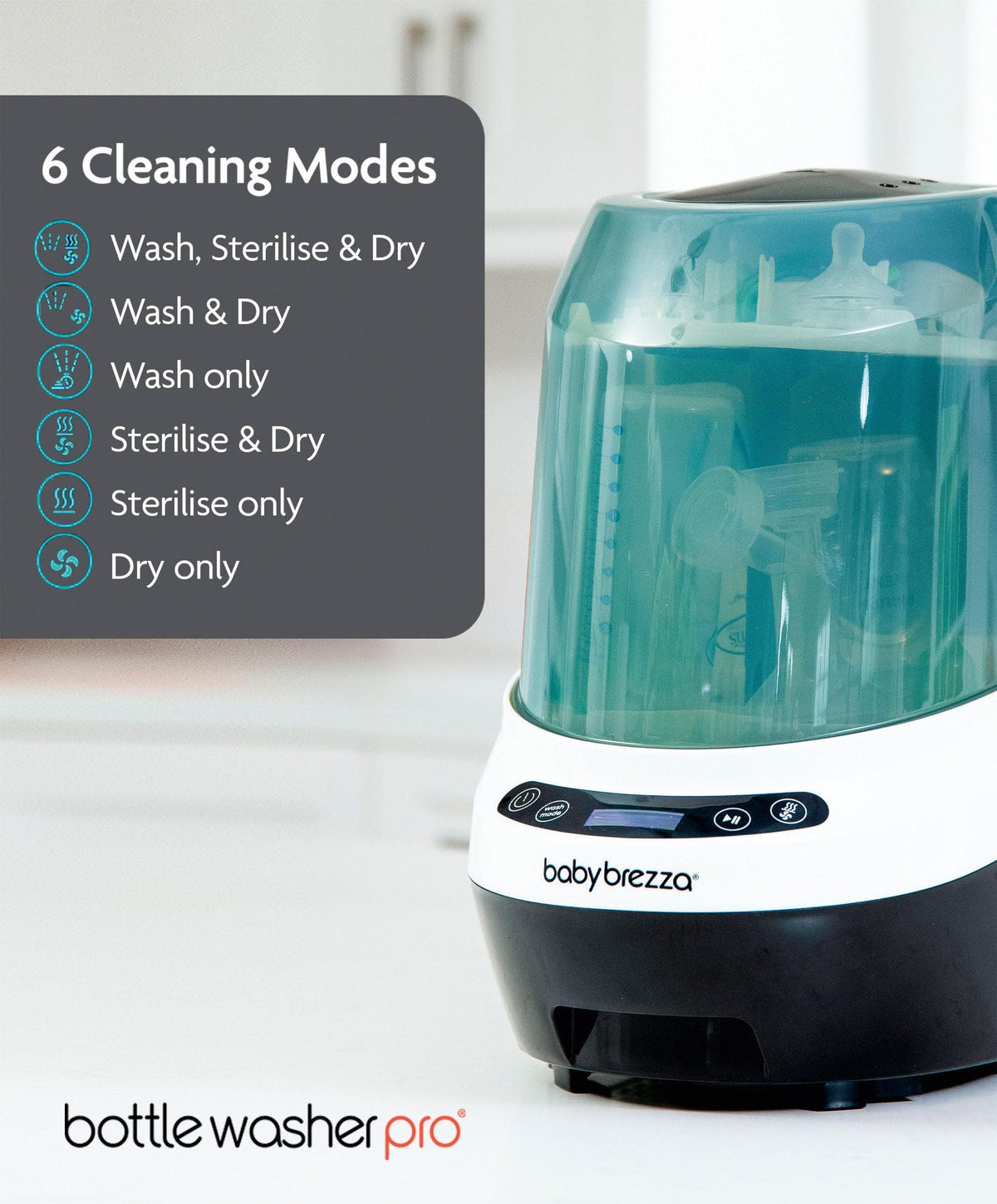 Babybrezza Bottle Washer Pro & Detergent Tablets - White