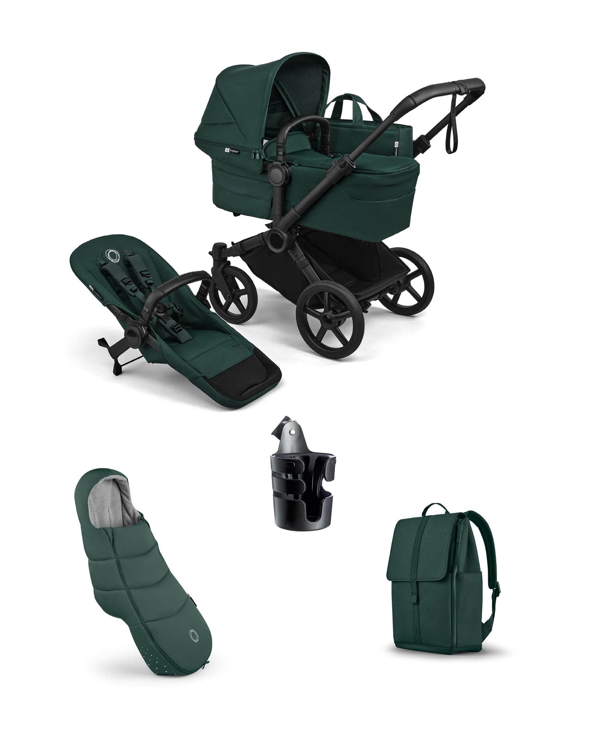 Bugaboo Donkey 6 Single Essential Pushchair Bundle (4 Pieces) - Fern Green