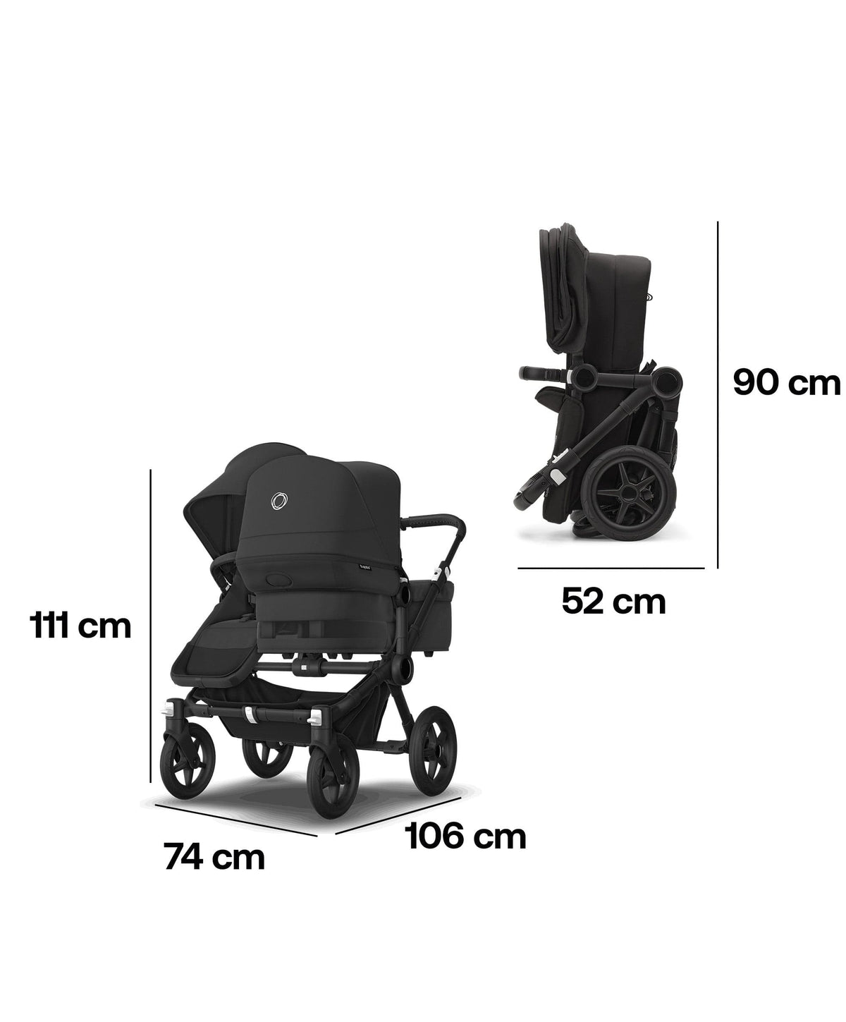 Bugaboo Donkey 5 Double Carrycot & Seat Pushchair - Midnight Black