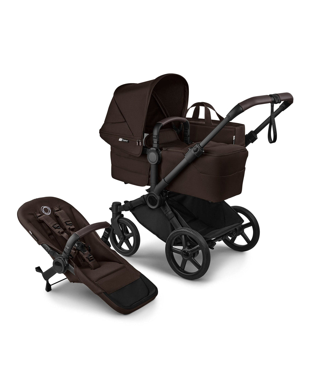 Bugaboo Donkey 6 Double Ultimate Pushchair Bundle With Cybex Cloud T i-Size Rotating Baby Car Seat & Base (8 Pieces) - Cocoa Brown