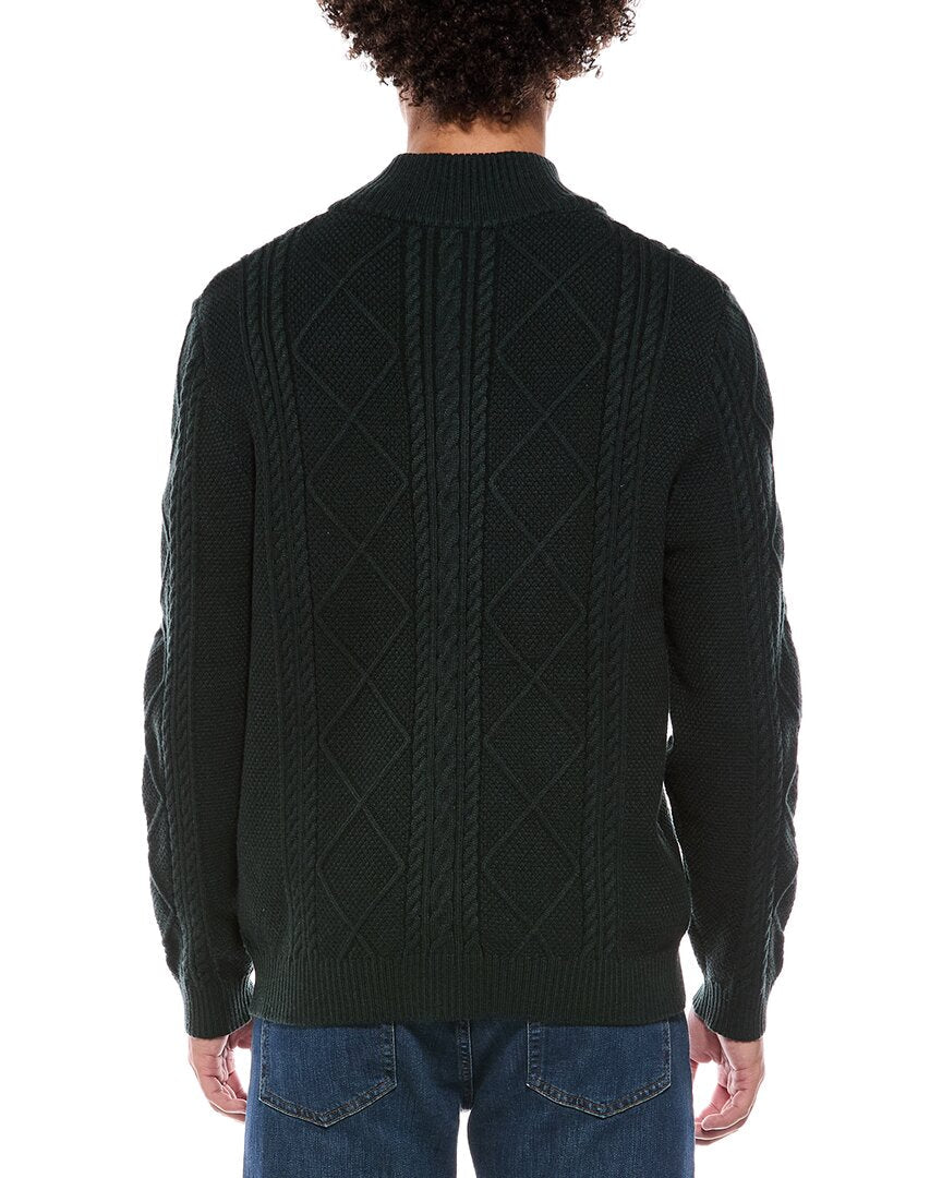Jason Wu Quarter Zip Diamond Cable Knit Mock Neck Sweater