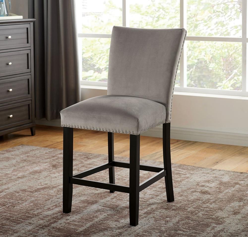Set of 2 Counter Height Chairs with Nailhead Accents