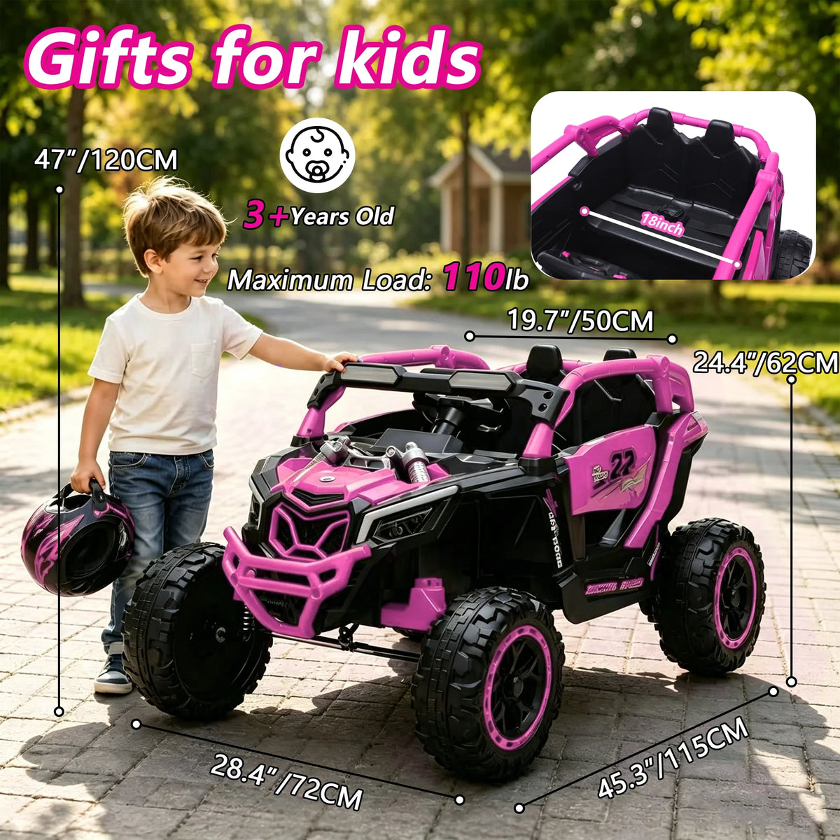 Battery-Powered UTV Ride-On Car with Remote Steering and Adjustable Speed Modes