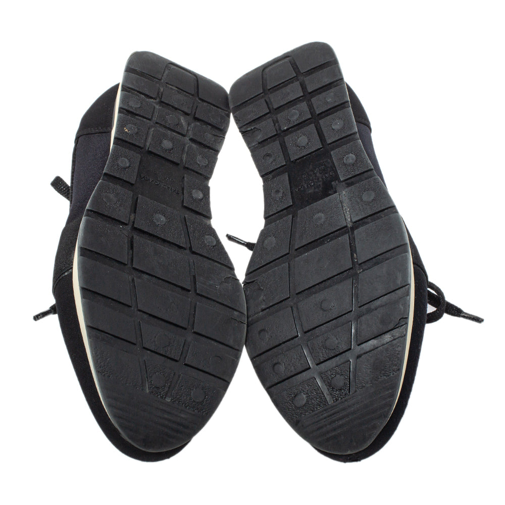 Balenciaga Black Patent Leather And Neoprene Race Runner Low Top Sneakers Size 38