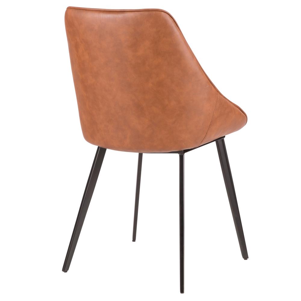 Faux Leather Dining Chair Pair with Supportive Backrests